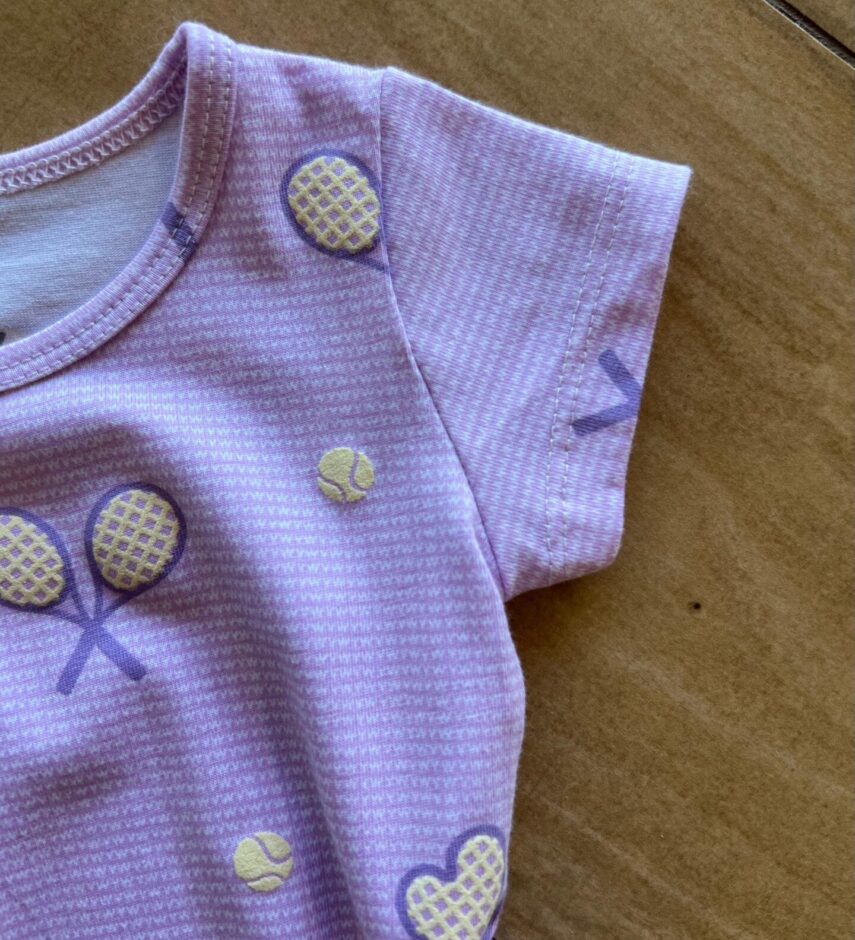 Body Infantil Feminino Manga Curta Bolinhas de Tênis Lilás Fernanda Ramos Kids