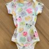 Body Infantil Feminino Manga Curta What´s Up Off White Fernanda Ramos Kids