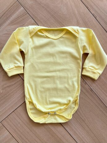 Body Infantil Feminino Manga Longa com Fecho Amarelo Fernanda Ramos Kids