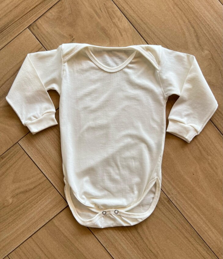 Body Infantil Feminino Manga Longa com Fecho Off White Fernanda Ramos Kids