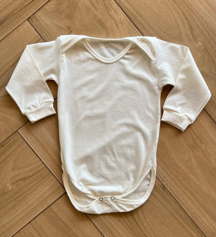 Body Infantil Feminino Manga Longa com Fecho Off White Fernanda Ramos Kids