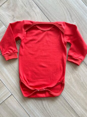 Body Infantil Feminino Manga Longa com Fecho Vermelho Fernanda Ramos Kids