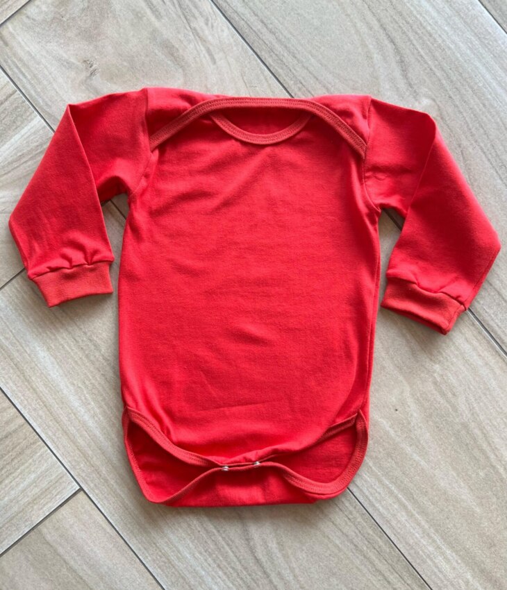 Body Infantil Feminino Manga Longa com Fecho Vermelho Fernanda Ramos Kids