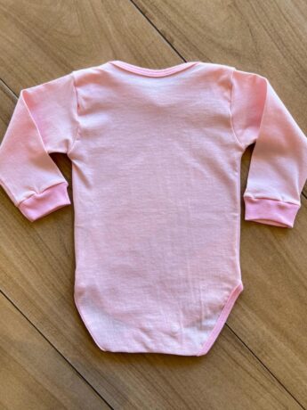 Body Infantil Feminino Manga Longa Rosa com Fecho Fernanda Ramos Kids