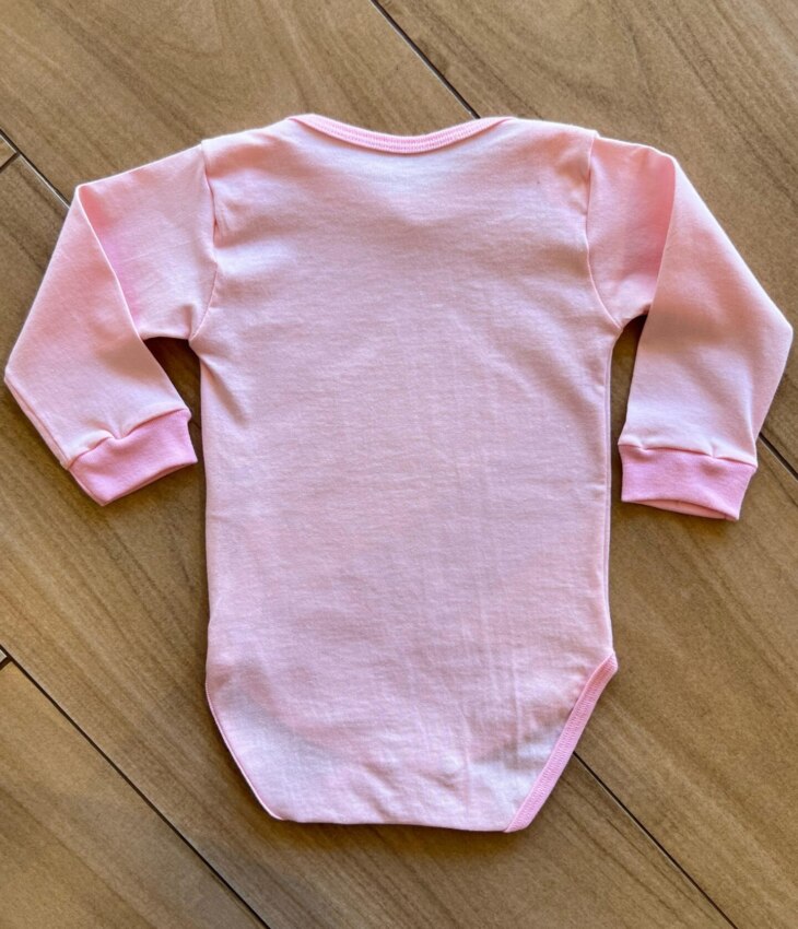 Body Infantil Feminino Manga Longa Rosa com Fecho Fernanda Ramos Kids