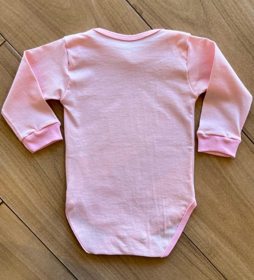 Body Infantil Feminino Manga Longa Rosa com Fecho Fernanda Ramos Kids