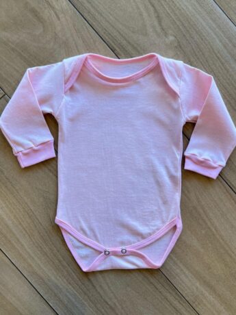 Body Infantil Feminino Manga Longa Rosa com Fecho Fernanda Ramos Kids