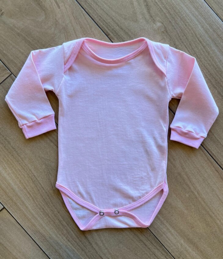 Body Infantil Feminino Manga Longa Rosa com Fecho Fernanda Ramos Kids