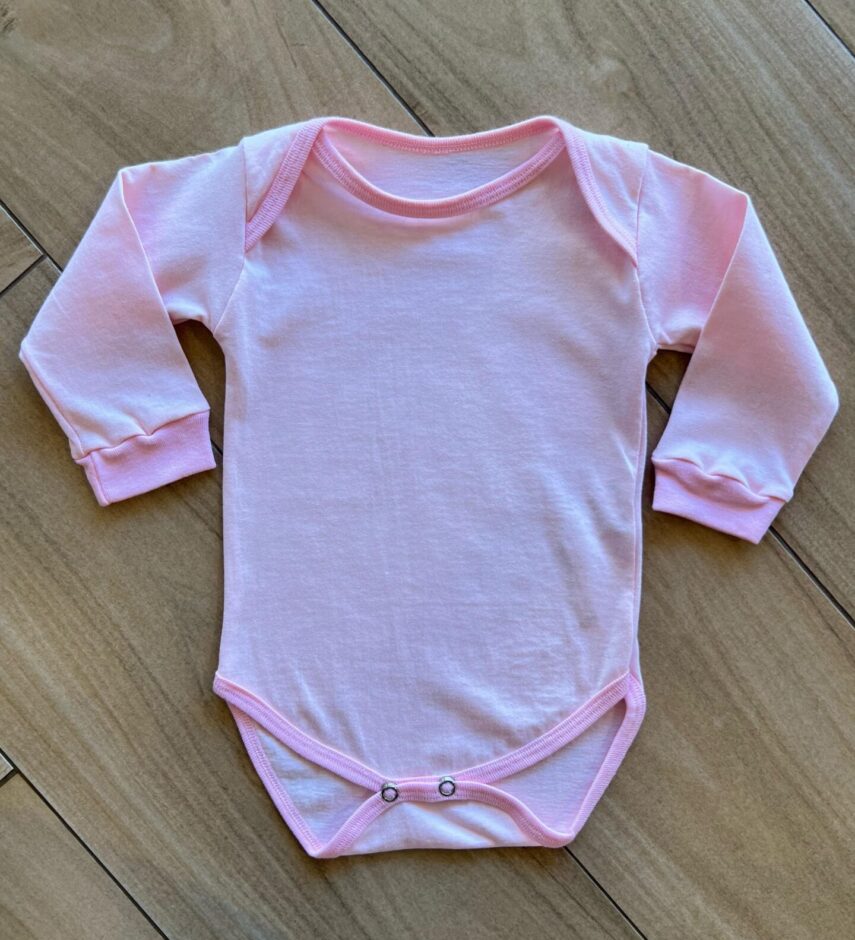 Body Infantil Feminino Manga Longa Rosa com Fecho Fernanda Ramos Kids