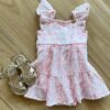 Body Infantil Feminino Rosa Bebe com Babado Alça Fernanda ramos kids