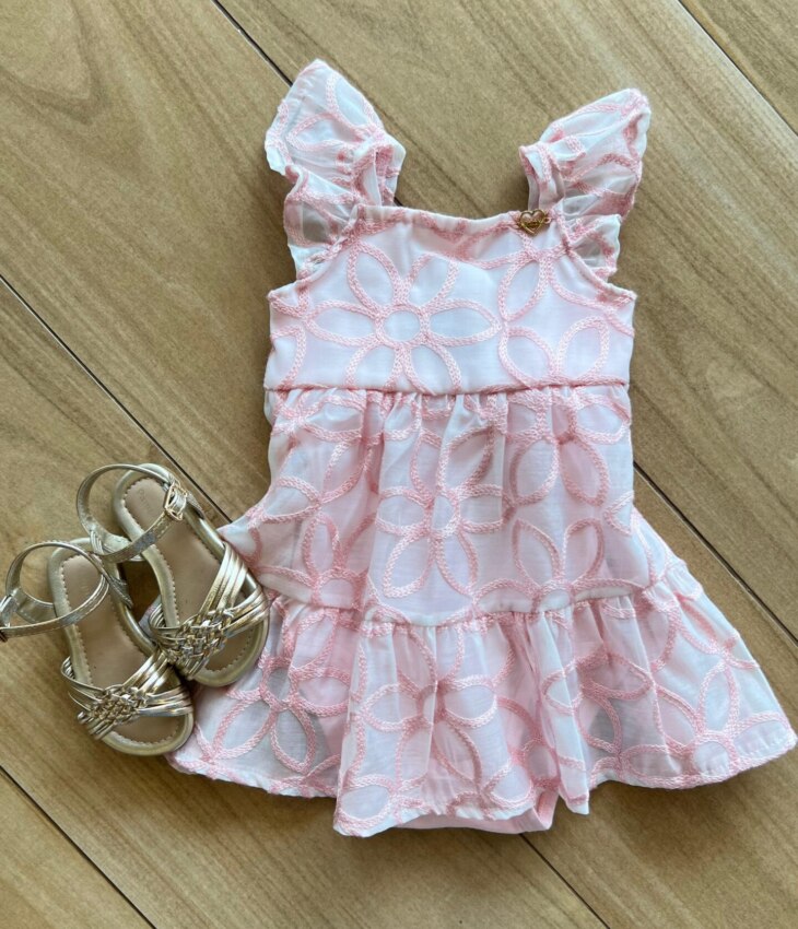 Body Infantil Feminino Rosa Bebe com Babado Alça Fernanda ramos kids