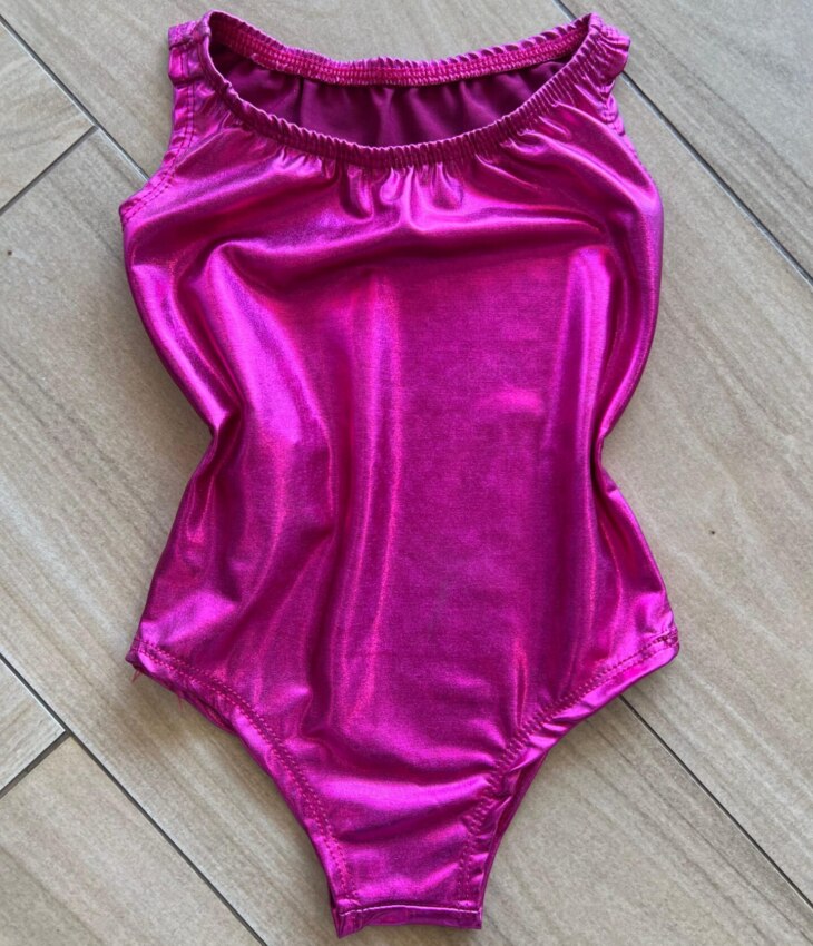 Body Infantil Feminino sem Fecho Metalizado Pink Fernanda Ramos Kids