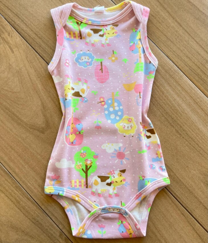 Body Infantil Feminino sem Manga Suedine Estampado Lilás Fernanda Ramos Kids