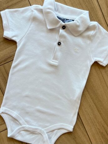 fernandaramoskids com br Body Infantil Manga Curta Gola Polo Branco Suedine 1