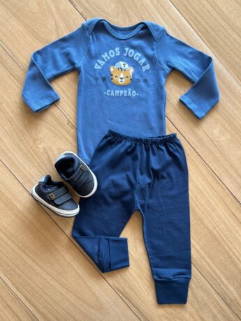 fernandaramoskids com br Body Infantil Masculino Manga Longa Vamos Jogar Azul1