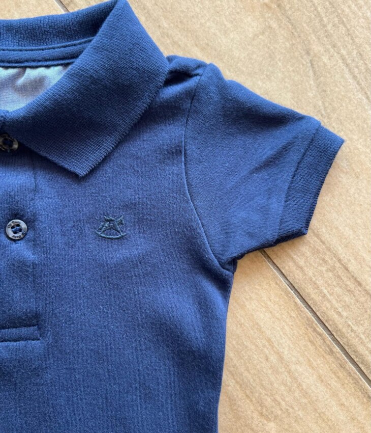 fernandaramoskids com br Body Infantil Masculino Polo Manga Curta Azul Escuro1