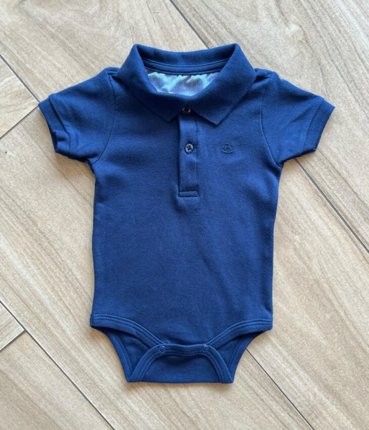 Body Infantil Masculino Polo Manga Curta Azul Escuro Fernanda Ramos Kids