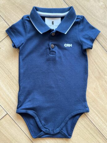 Body Infantil Masculino Polo Manga Curta Azul Marinho com Detalhes Fernanda Ramos Kids