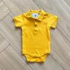 Body Infantil Masculino Polo Manga Curta em Suedine Amarelo Fernanda Ramos Kids