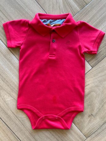Body Infantil Masculino Polo Manga Curta em Suedine Vermelho Fernanda Ramos Kids