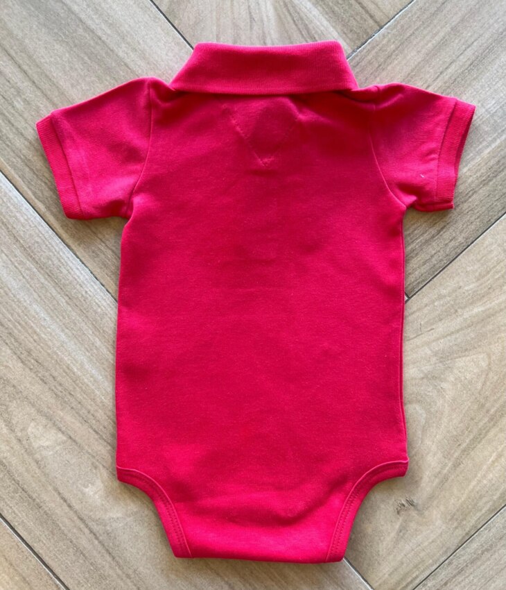 fernandaramoskids com br Body Infantil Masculino Polo Manga Curta em Suedine Vermelho 2