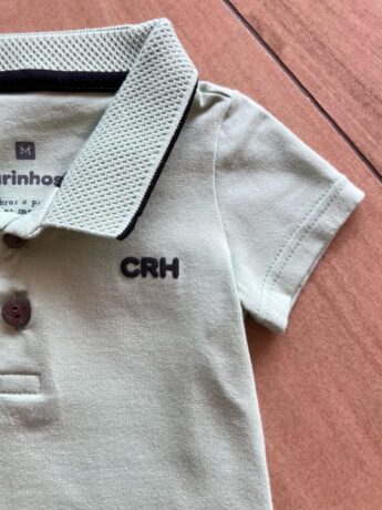 fernandaramoskids com br Body Infantil Masculino Polo Manga Curta Verde com Detalhes1