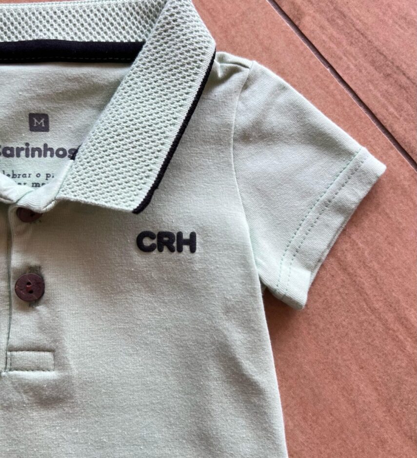 fernandaramoskids com br Body Infantil Masculino Polo Manga Curta Verde com Detalhes1