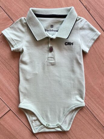 Body Infantil Masculino Polo Manga Curta Verde com Detalhes Fernanda Ramos Kids