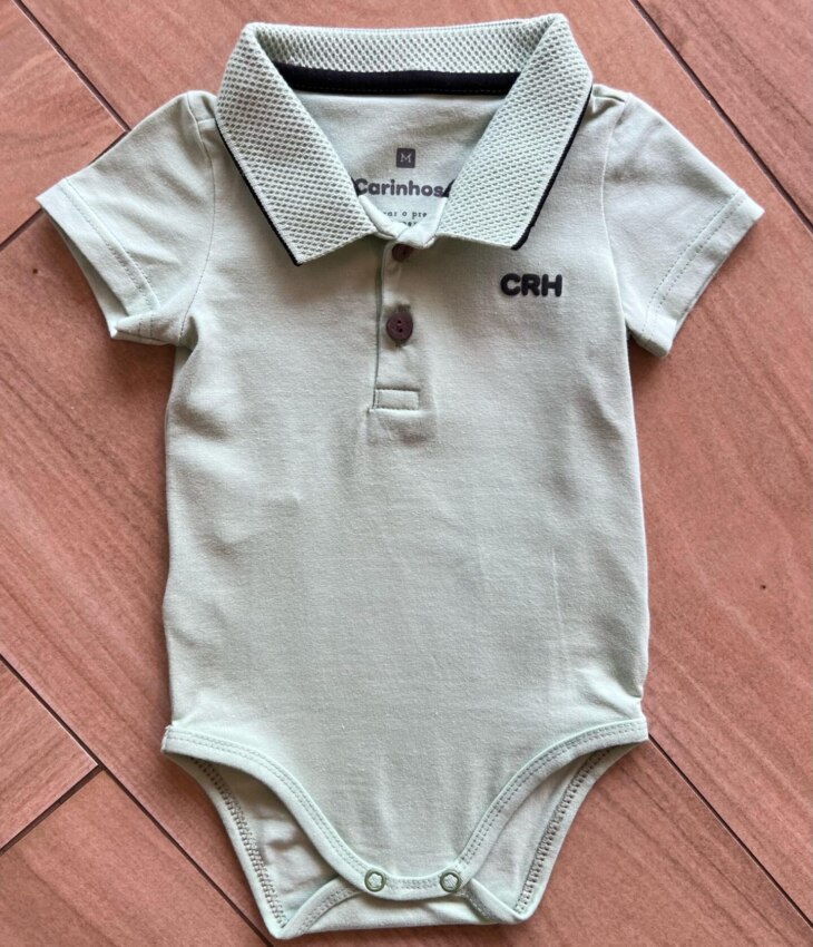 Body Infantil Masculino Polo Manga Curta Verde com Detalhes Fernanda Ramos Kids