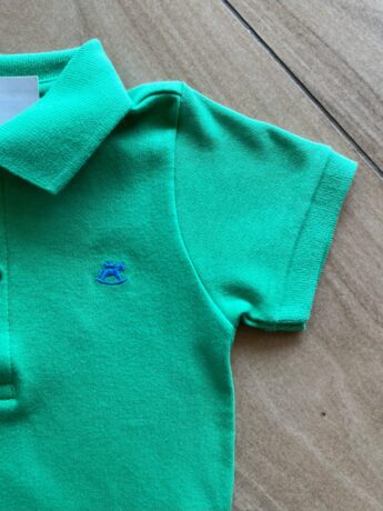 fernandaramoskids com br Body Infantil Masculino Polo Manga Curta Verde Kelly1
