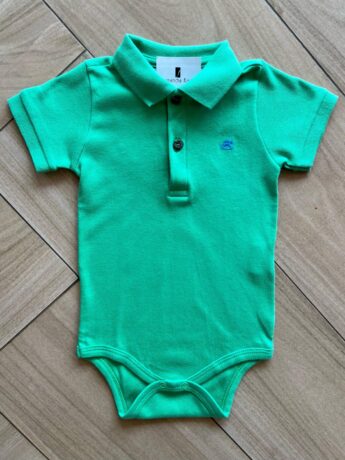 Body Infantil Masculino Polo Manga Curta Verde Kelly Fernanda Ramos Kids