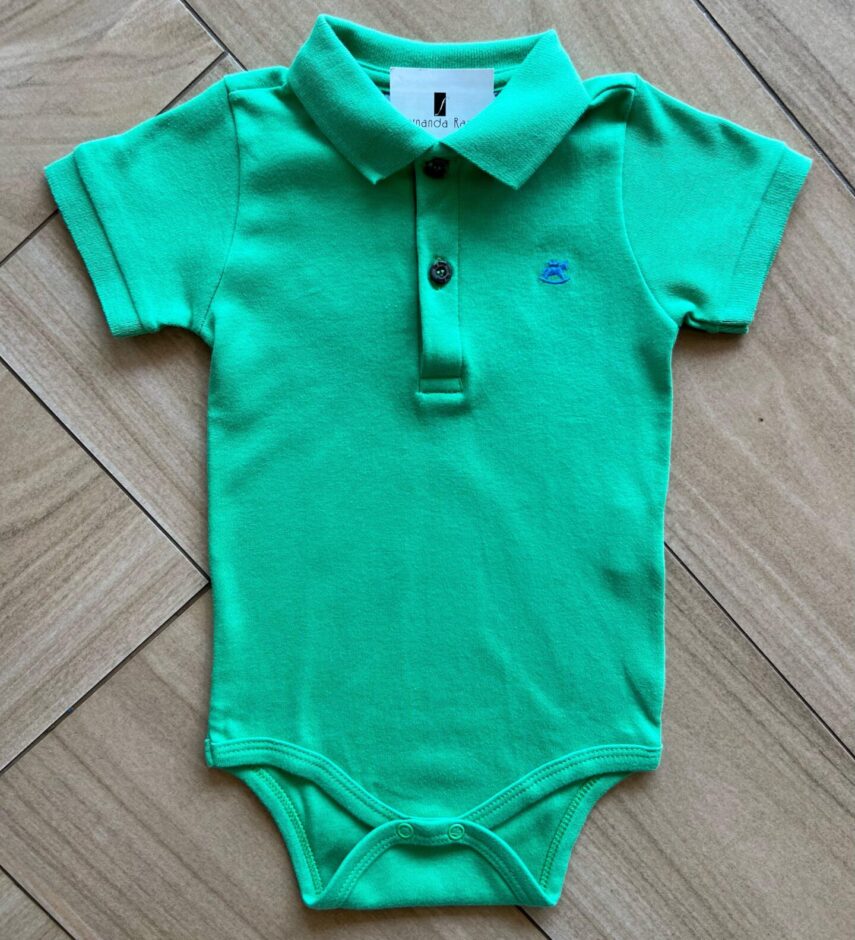 Body Infantil Masculino Polo Manga Curta Verde Kelly Fernanda Ramos Kids