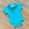fernandaramoskids com br Body Infantil Polo Manga Curta Azul Piscina com Botões1