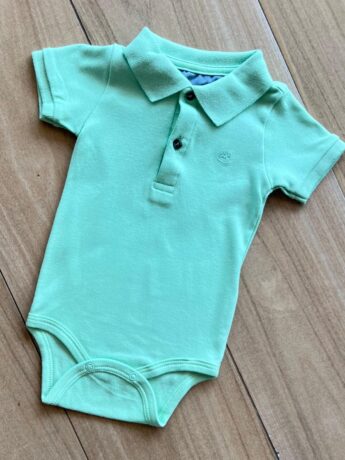 fernandaramoskids com br Body Infantil Polo Manga Curta Verde com Botões 1