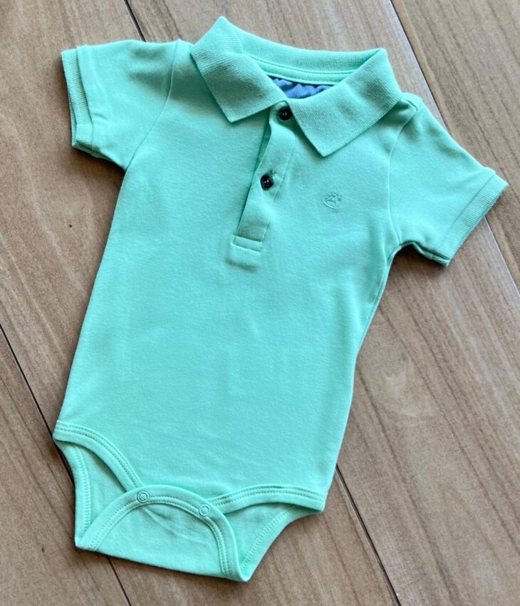 fernandaramoskids com br Body Infantil Polo Manga Curta Verde com Botões 1