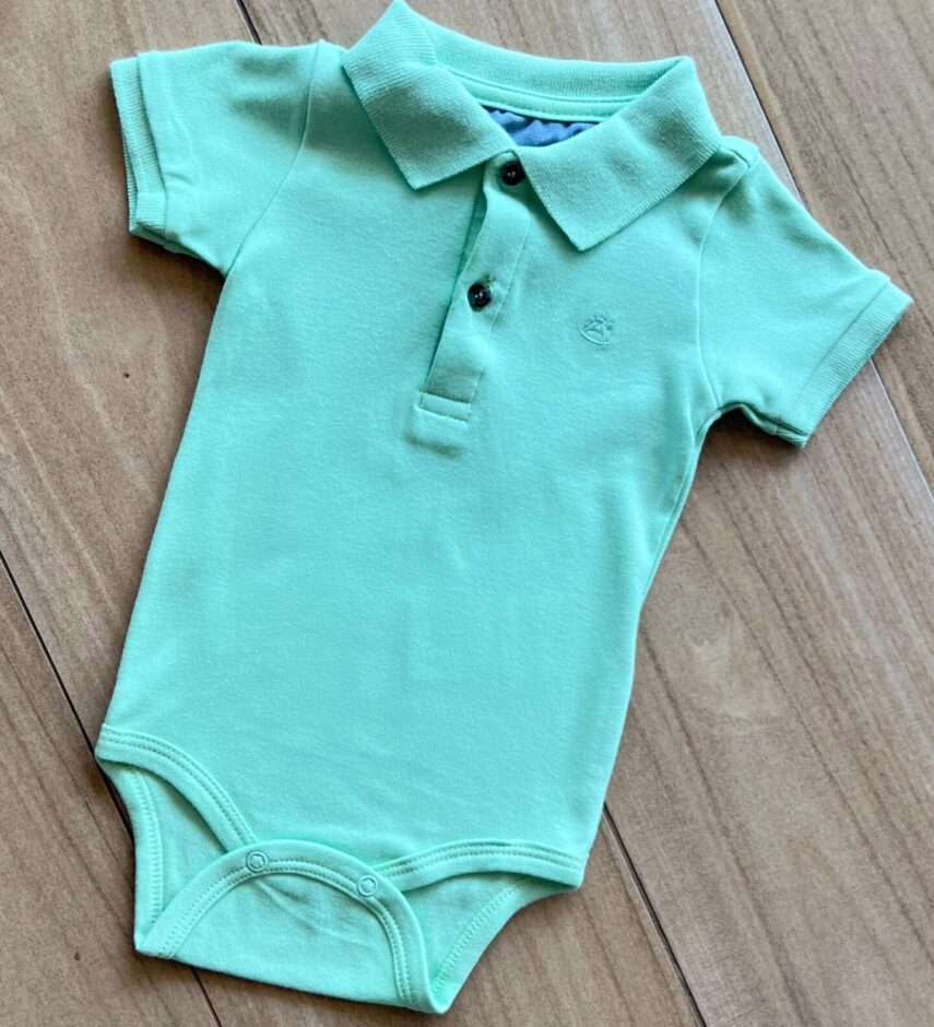 fernandaramoskids com br Body Infantil Polo Manga Curta Verde com Botões 1