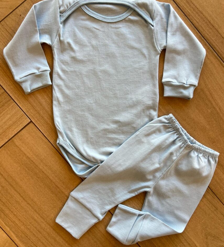 fernandaramoskids com br Body Infantil Unissex com Fecho Azul Claro1