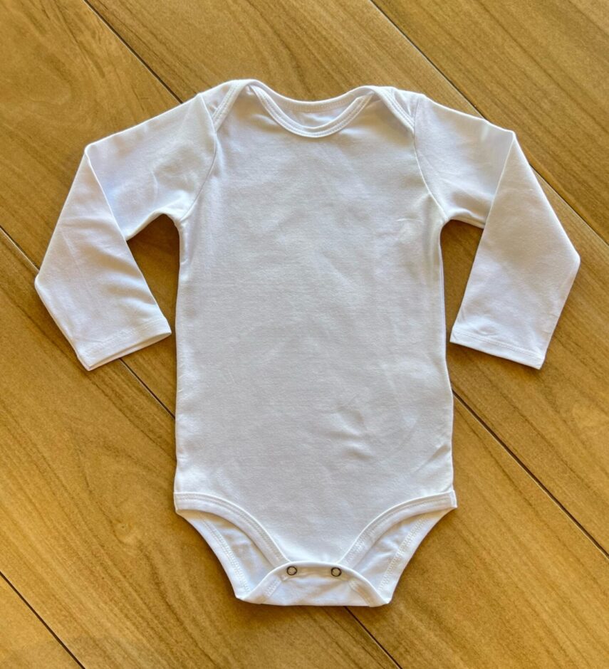 Body Infantil Unissex Manga Longa com Fecho Branco Fernanda Ramos Kids