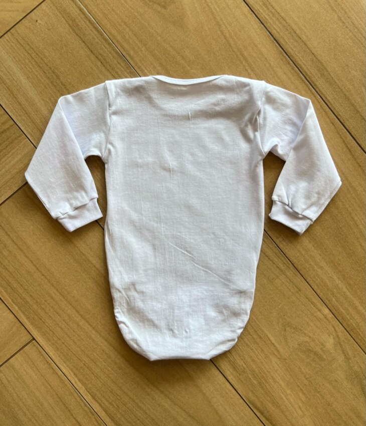 Body Infantil Unissex Manga Longa com Fecho e Punho Branco Fernanda Ramos Kids