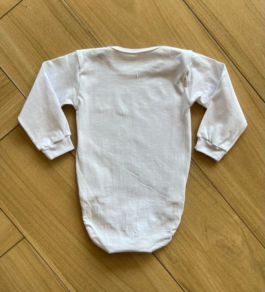 Body Infantil Unissex Manga Longa com Fecho e Punho Branco Fernanda Ramos Kids