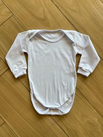 Body Infantil Unissex Manga Longa com Fecho e Punho Branco Fernanda Ramos Kids