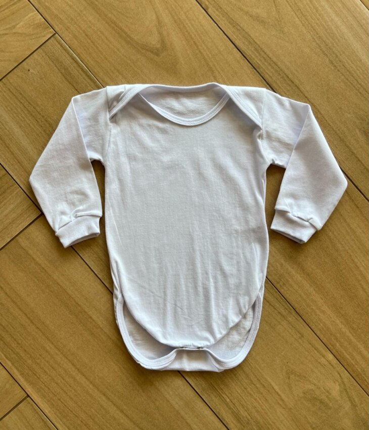 Body Infantil Unissex Manga Longa com Fecho e Punho Branco Fernanda Ramos Kids
