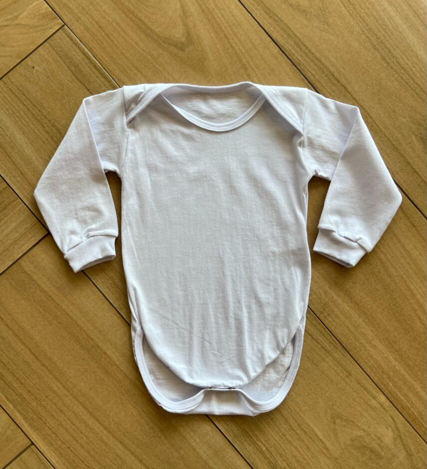 Body Infantil Unissex Manga Longa com Fecho e Punho Branco Fernanda Ramos Kids