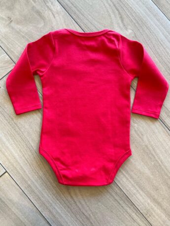 Body Infantil Unissex Manga Longa com Fecho Vermelho Fernanda Ramos Kids