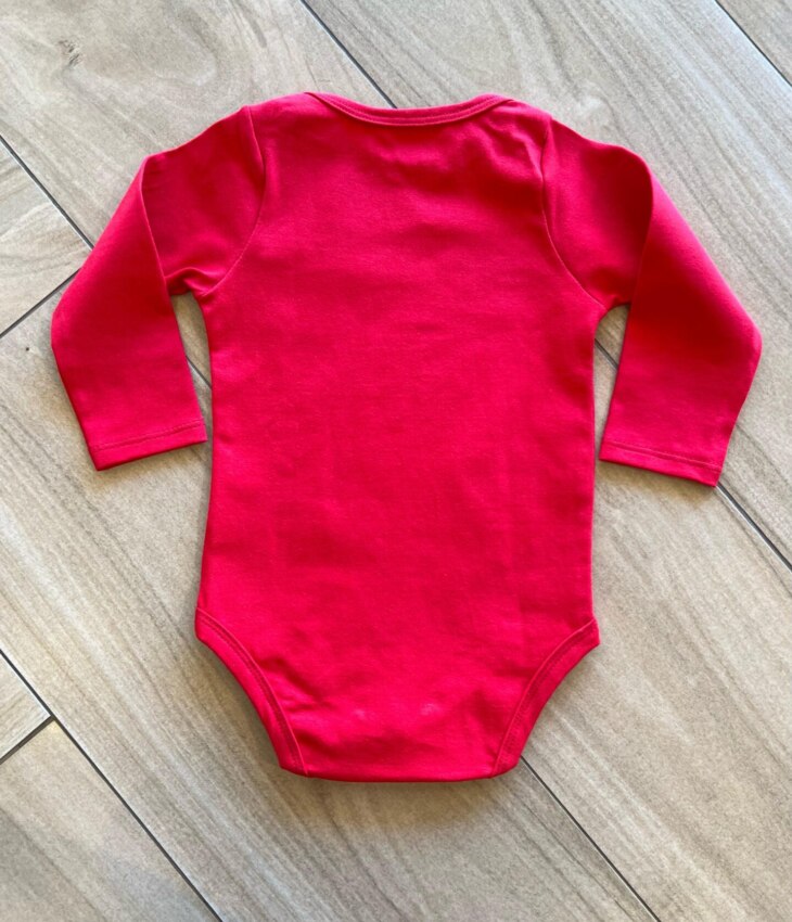 Body Infantil Unissex Manga Longa com Fecho Vermelho Fernanda Ramos Kids