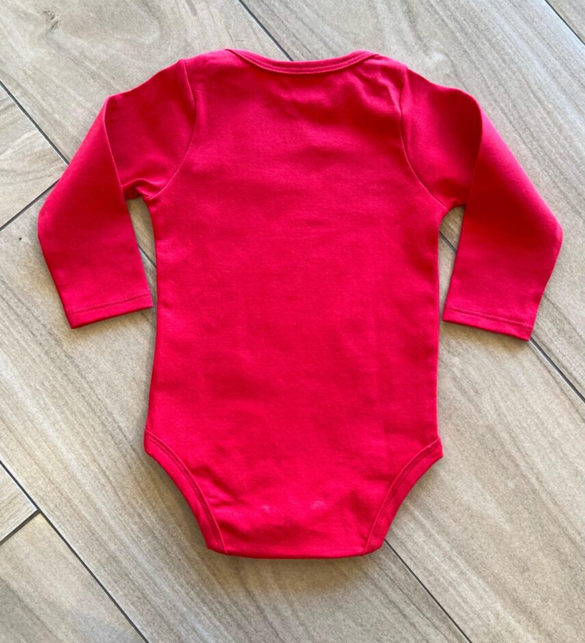 Body Infantil Unissex Manga Longa com Fecho Vermelho Fernanda Ramos Kids