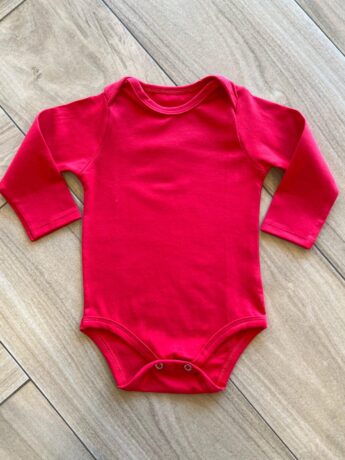 Body Infantil Unissex Manga Longa com Fecho Vermelho Fernanda Ramos Kids