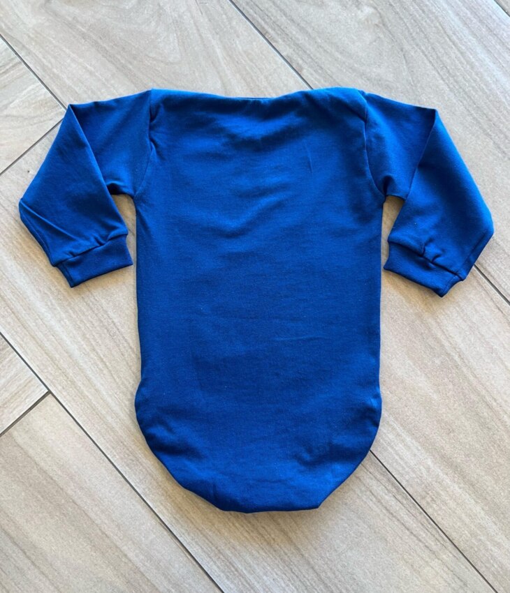 Body Infantil Unissex Manga Longa sem Fecho Azul Fernanda Ramos Kids