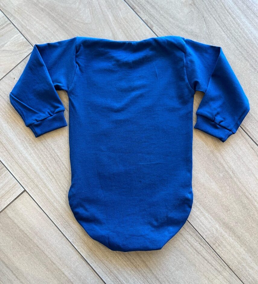 Body Infantil Unissex Manga Longa sem Fecho Azul Fernanda Ramos Kids