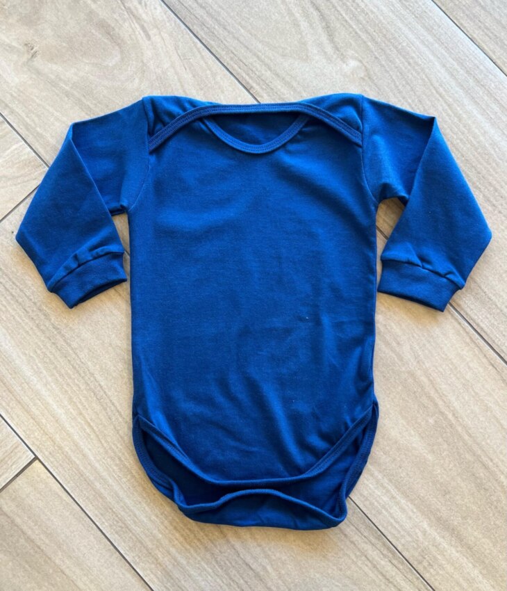Body Infantil Unissex Manga Longa sem Fecho Azul Fernanda Ramos Kids